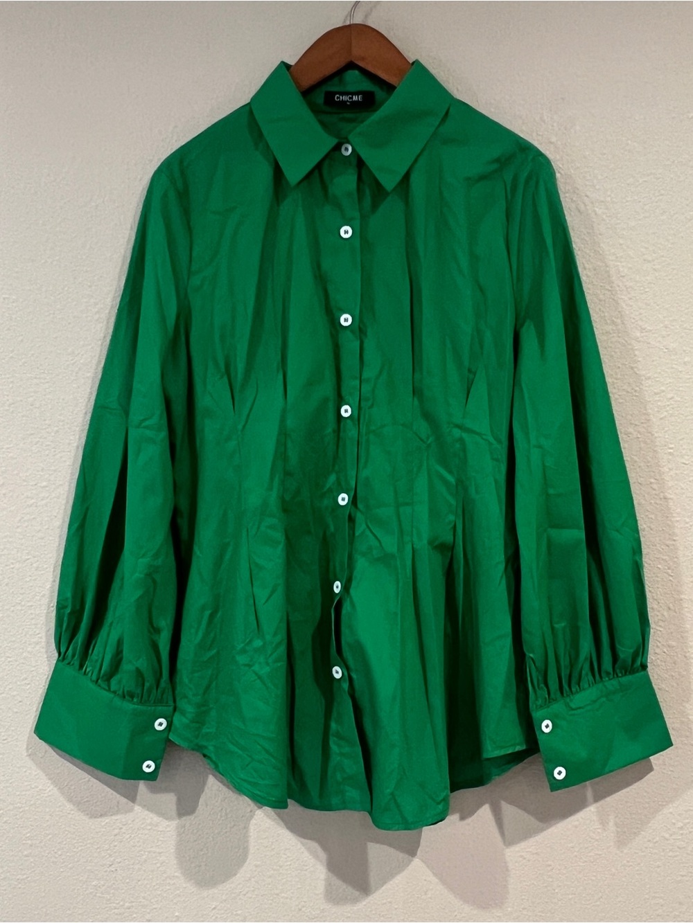 Women’s ChicMe kelly green PERFECT HOLIDAY CHRISTMAS button-down blouse size XL